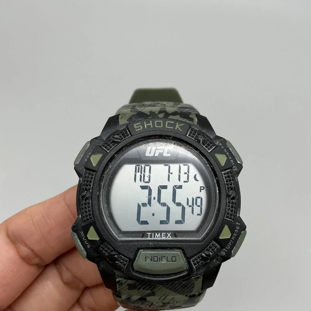 Timex UFC TW4B27500 Mens Watch 45mm Digital Shock Gray Camo Green Resin 100M